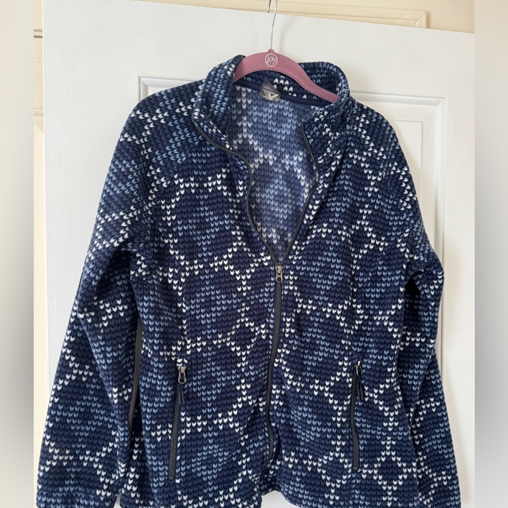 💥Xeroxposur Women's Blue Fleece Patterned Jacket